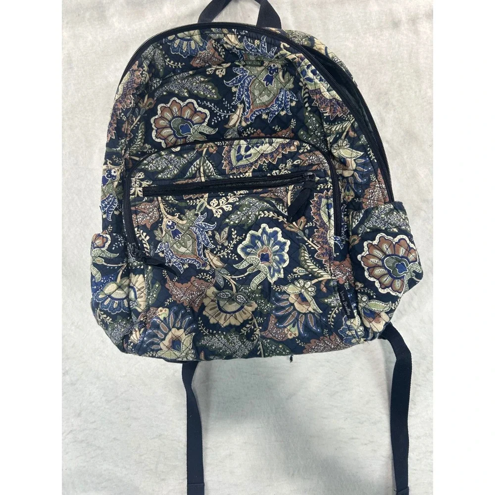 Vera Bradley Mediterranean Blue Quilted Cotton Floral Paisley Backpack Bag